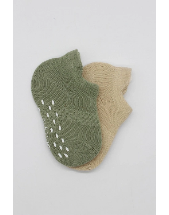 Bistyle 2Li Sneakers Kaymaz Colours Penye Çorap BS20104 Nil Bej