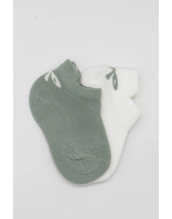 Bistyle 2Li Sneakers Smile Penye Çorap BS20106 Nil Ekru