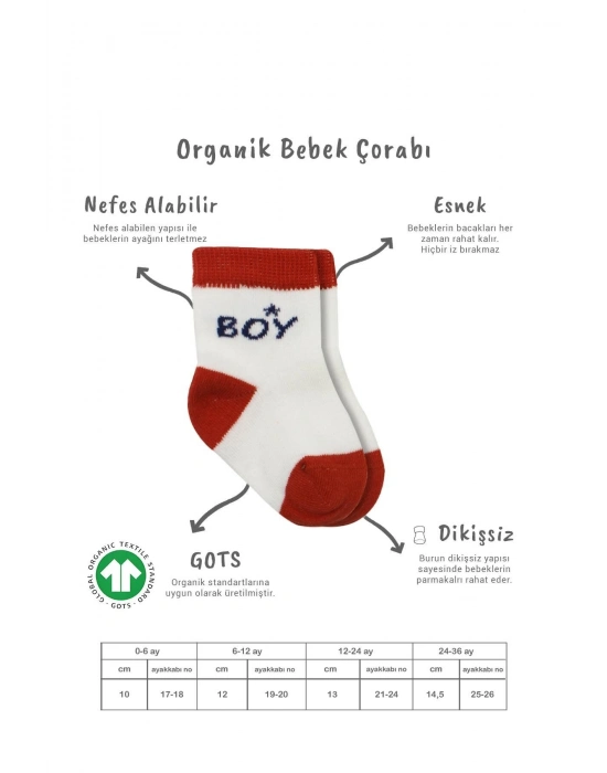 Bistyle 3Lü Penye Boy And Girl Soket Çorap BS10114 Kırmızı