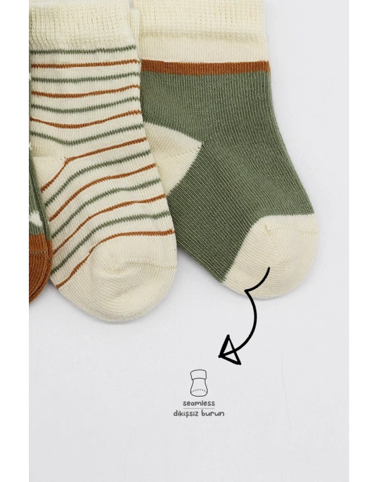 Bistyle 3Lü Penye Kız Soket Çorap BS10112 Nil