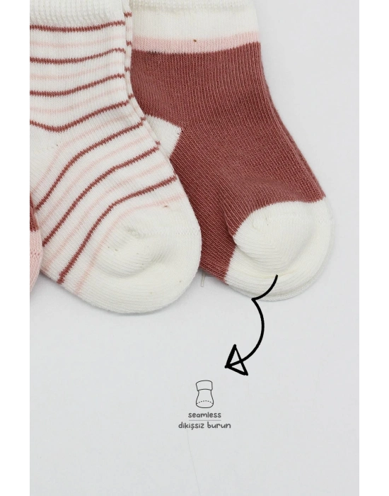 Bistyle 3Lü Penye Kız Soket Çorap BS10112 Pudra