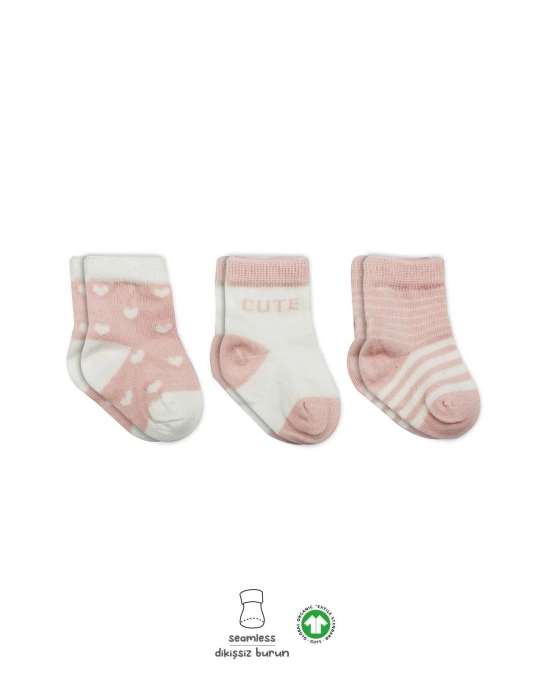 Bistyle 3lü Penye Cute Stars Soket Çorap 10115 Pembe