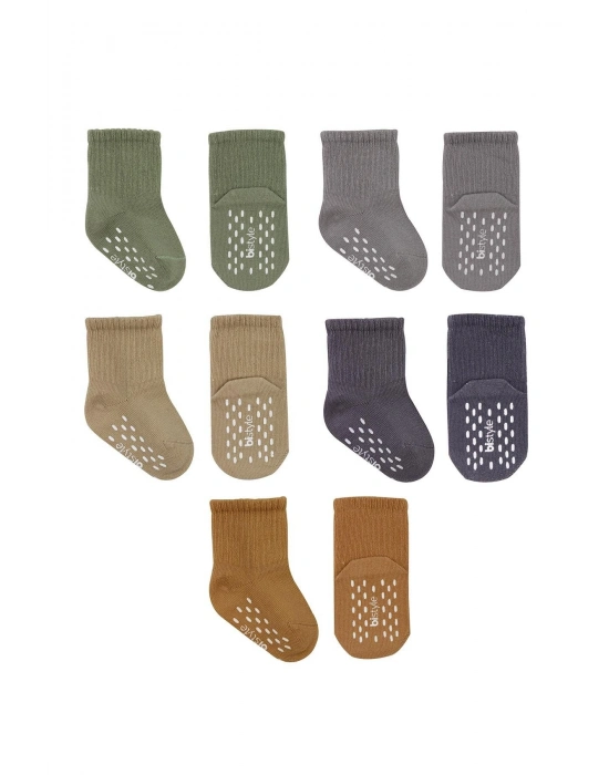 Bistyle 5Li Penye Kaymaz Düz Soket Çorap 10121 Yeşil