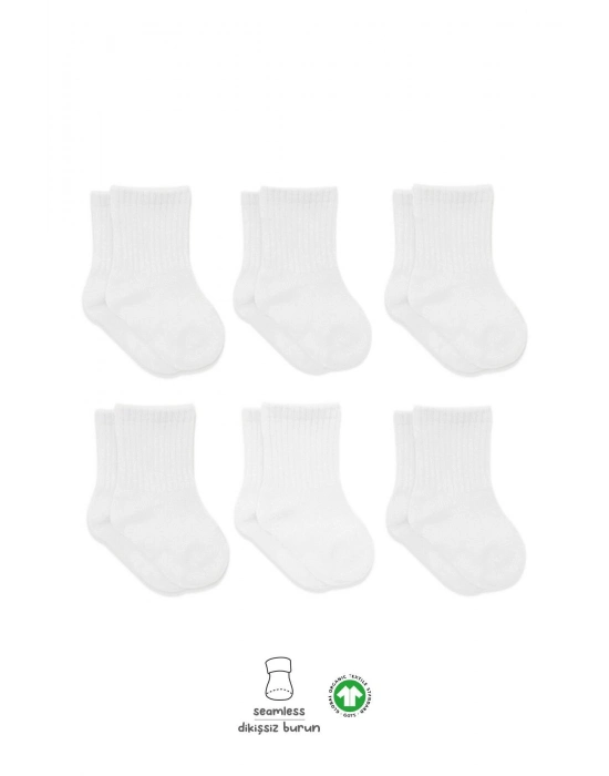 Bistyle 6Lı Basic Penye Soket Çorap 10101 Beyaz