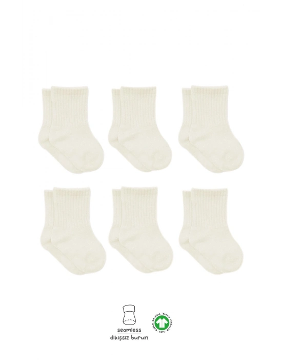Bistyle 6Lı Basic Penye Soket Çorap 10101 Ekru