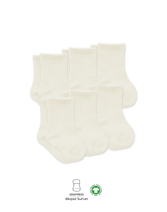 Bistyle 6Lı Basic Penye Soket Çorap 10101 Ekru