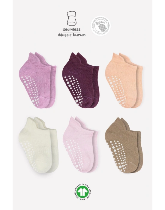 Bistyle 6Lı Sneakers Kaymaz Penye Çorap BS20102 Gül Kurusu