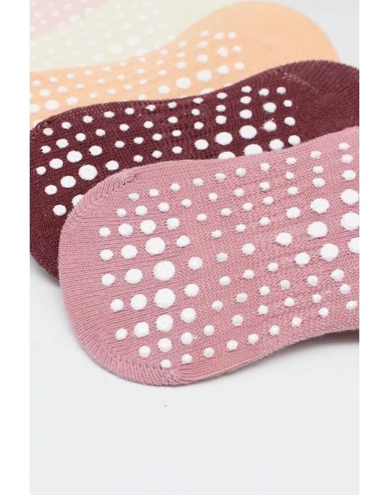 Bistyle 6Lı Sneakers Kaymaz Penye Çorap BS20102 Gül Kurusu