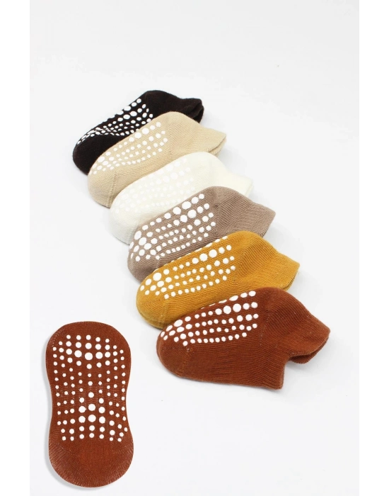 Bistyle 6Lı Sneakers Kaymaz Penye Çorap BS20102 Toprak