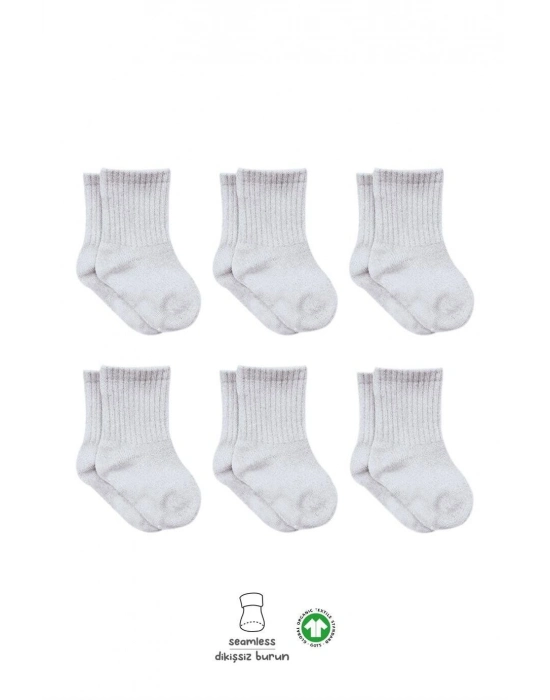 Bistyle 6lı Penye Düz Soket Çorap BS6008 Gri Melanj