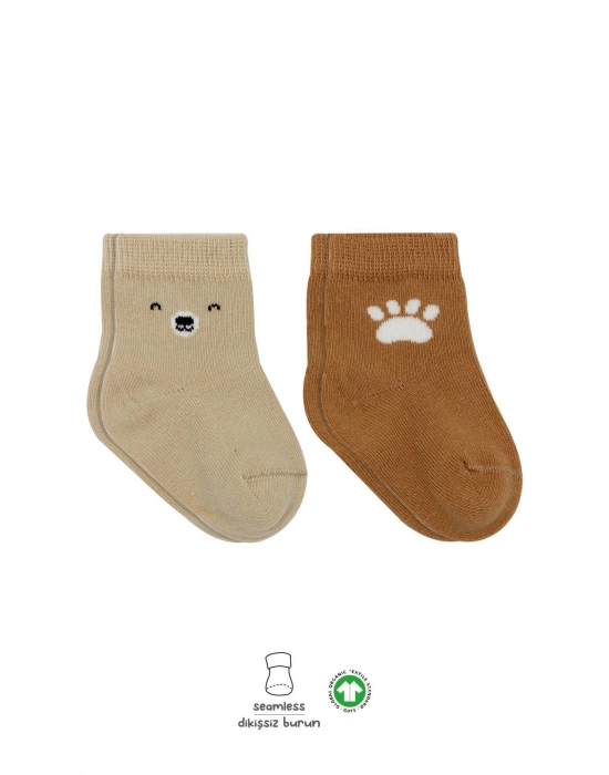 Bistyle Bear Penye Soket Çorap 2Li BS10116 Bej