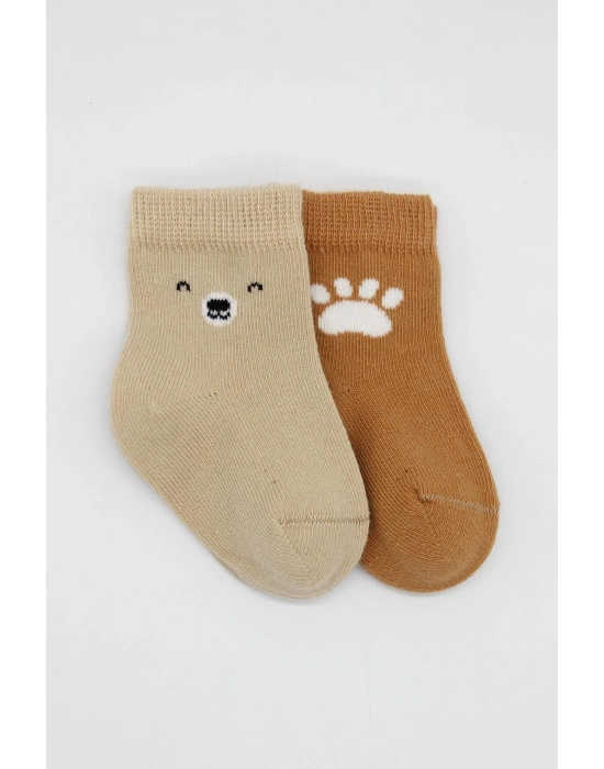 Bistyle Bear Penye Soket Çorap 2Li BS10116 Bej