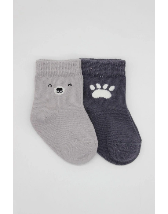 Bistyle Bear Penye Soket Çorap 2Li BS10116 Gri