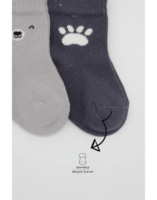 Bistyle Bear Penye Soket Çorap 2Li BS10116 Gri