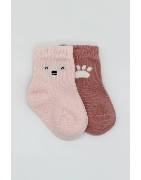 Bistyle Bear Penye Soket Çorap 2Li BS10116 Pembe