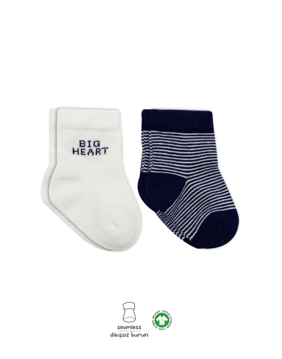 Bistyle Big Heart Penye Soket Çorap 2Li BS10117 Lacivert