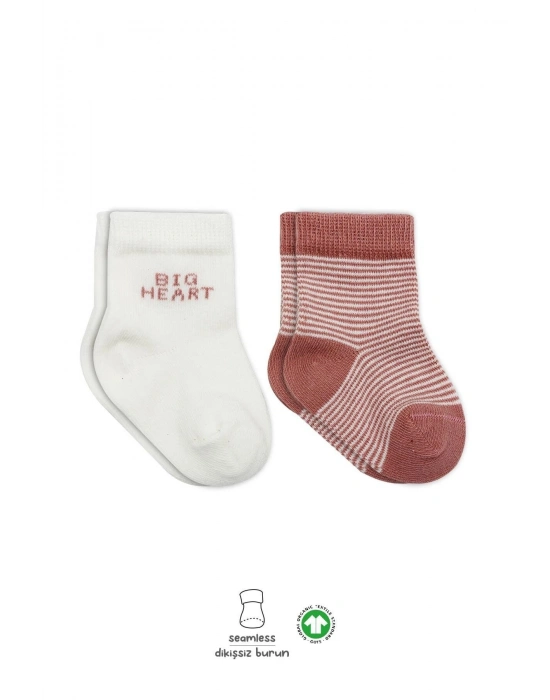 Bistyle Big Heart Penye Soket Çorap 2Li BS10117 Pudra
