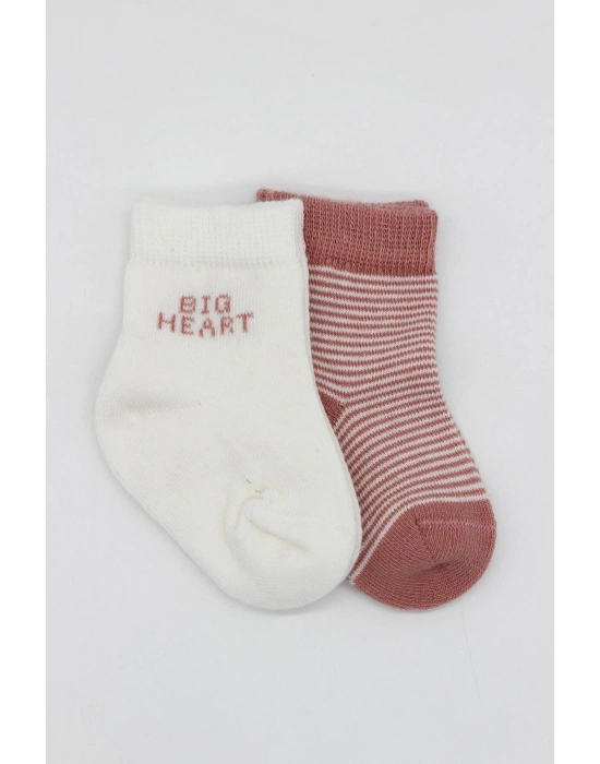 Bistyle Big Heart Penye Soket Çorap 2Li BS10117 Pudra
