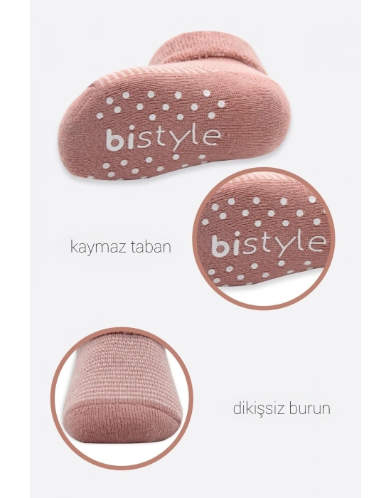 Bistyle Çemberli Kaymaz Havlu Soket Çorap 2Li BS10503 Pudra Pembe