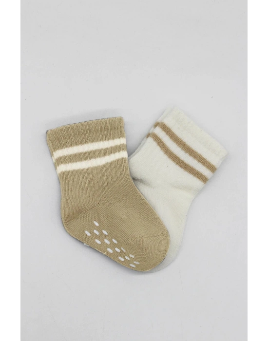 Bistyle Çemberli Kaymaz Soket Çorap 2Li BS10125 Bej-Ekru