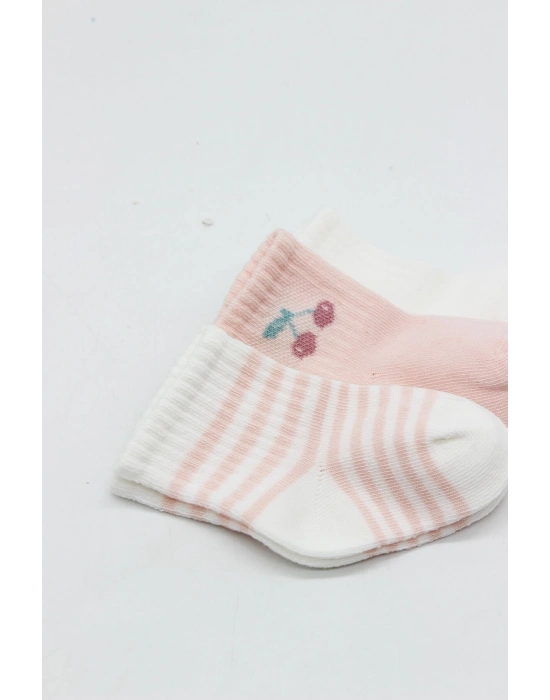 Bistyle Cherry Girl 3lü Penye Soket Çorap 10138 Ekru