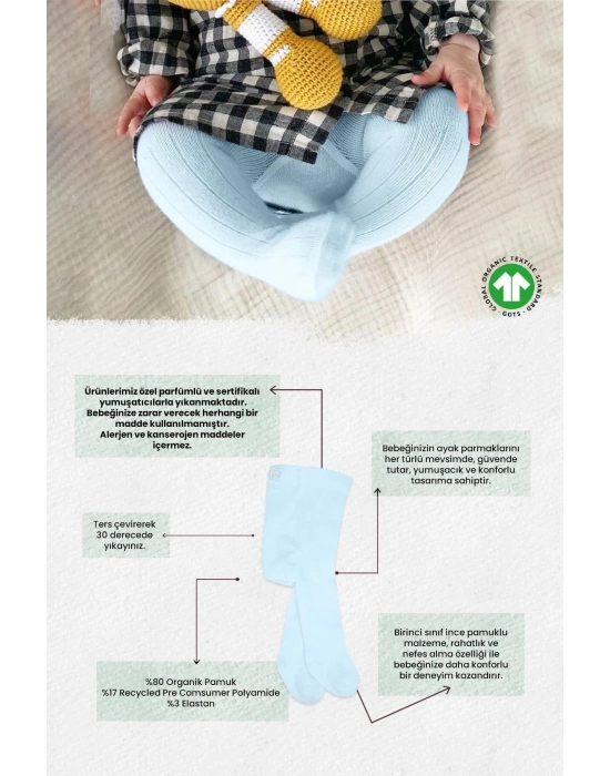 Bistyle Derby Basic Tekli Penye Külotlu Çorap BS50102B Mavi