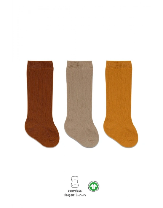 Bistyle Derby Dizaltı Çorap 3Lü BS40101 Hardal Bej Kremit