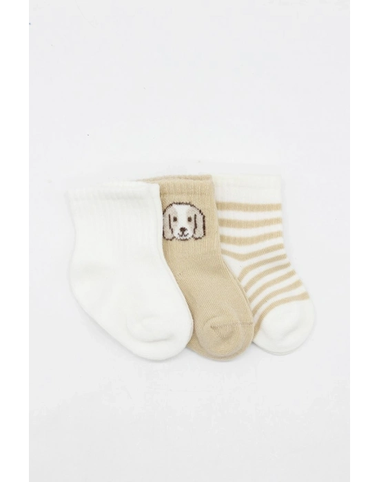 ® Bistyle Dog Boy 3lü Penye Soket Çorap 10134 Ekru