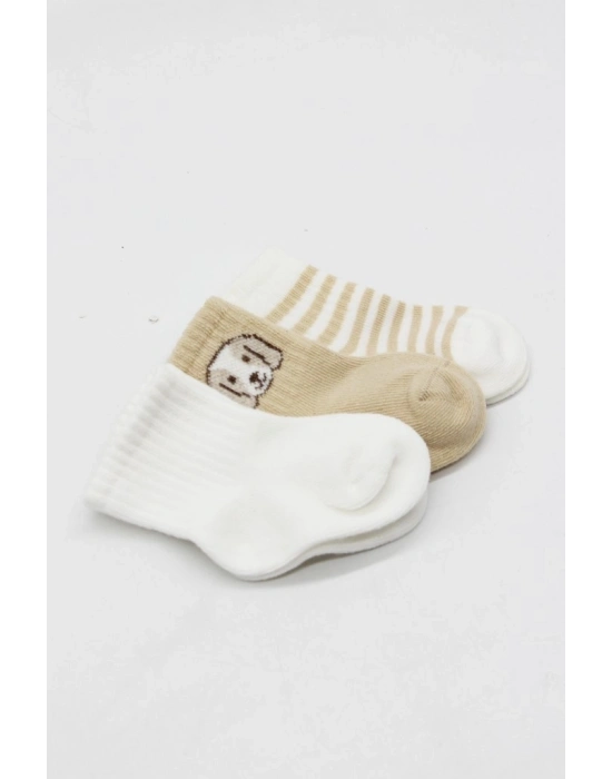 ® Bistyle Dog Boy 3lü Penye Soket Çorap 10134 Ekru