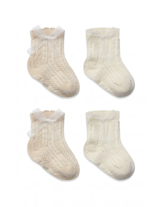 Bistyle Fiyonklu Penye Soket Çorap 2li 10149 Bej