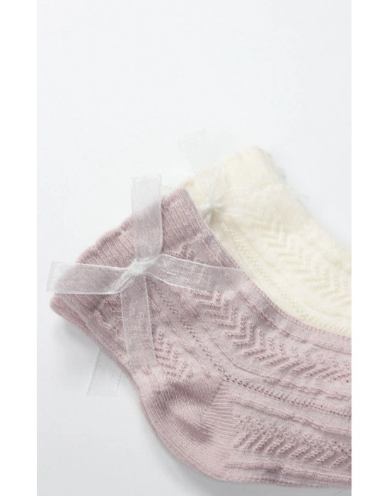 Bistyle Fiyonklu Penye Soket Çorap 2li 10149 Lila