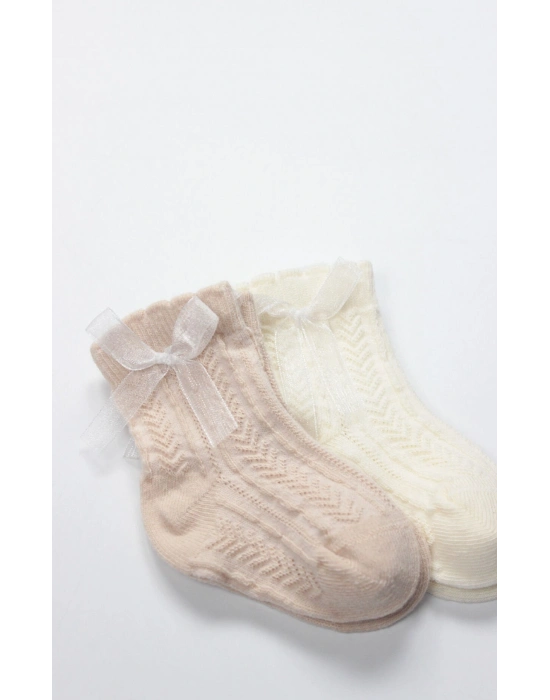 Bistyle Fiyonklu Penye Soket Çorap 2li 10149 Somon