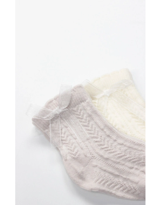 Bistyle Fiyonklu Penye Soket Çorap 2li 10149 Taş