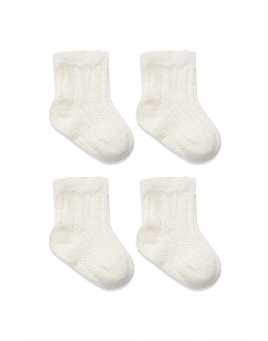 Bistyle Fiyonklu Penye Soket Çorap 2li 10150 Ekru