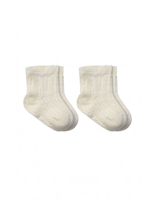 Bistyle Fiyonklu Penye Soket Çorap 2li 10150 Naturel
