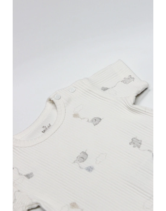Bistyle Flying Elephant Yarım Kol 2Li Body 17116 Ekru Gri