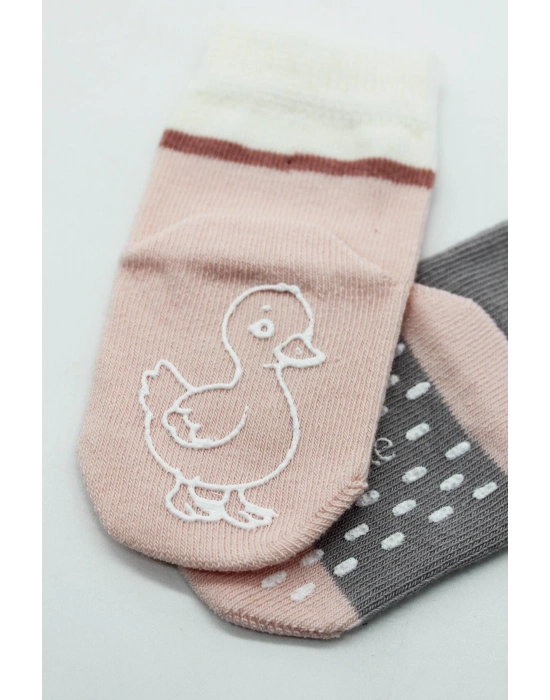 Bistyle Hayvan Figür Kaymaz Kız Soket Çorap 2Li BS10120 Gri