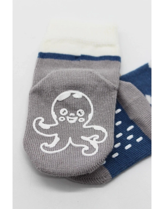 Bistyle Hayvan Figürlü Kaymaz Erkek Soket Çorap 2Li BS10119 İndigo