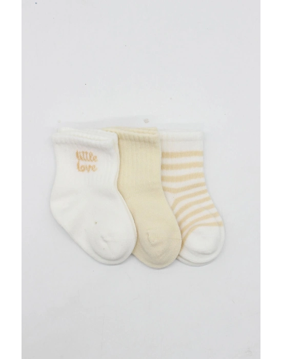Bistyle Little Love Girl 3lü Penye Soket Çorap 10137 Ekru