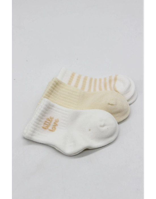 Bistyle Little Love Girl 3lü Penye Soket Çorap 10137 Ekru