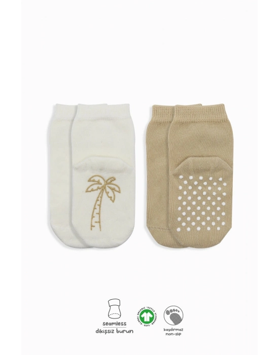 Bistyle Meyve Figürlü Kaymaz Soket Çorap 2Li BS10105 Bej Ekru