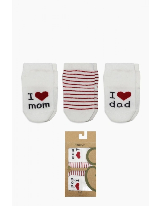 Bistyle Mom Dad 3Lü Penye Soket Çorap 10123 Ekru