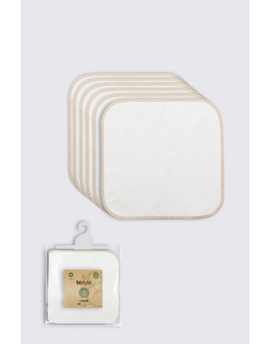 Bistyle Organik 28x28 6Lı Penye Mendil 90103 Ekru