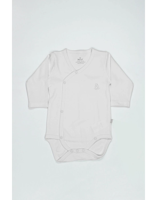 Bistyle Organik Natural Basic Style Kruvaze Uzun Kol Body BS17102 Beyaz