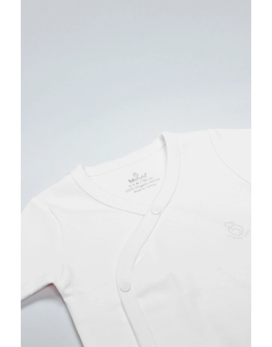 Bistyle Organik Natural Basic Style Kruvaze Uzun Kol Body BS17102 Beyaz