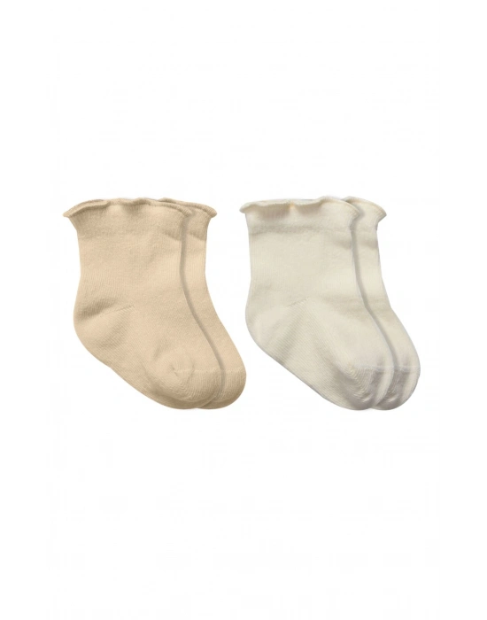 Bistyle Overlok Style Penye Soket Çorap 2li 10153 Bej