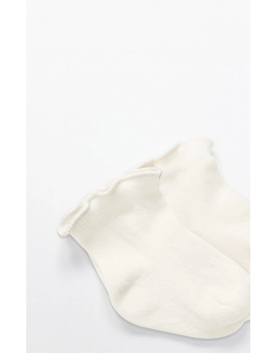 Bistyle Overlok Style Penye Soket Çorap 2li 10153 Ekru