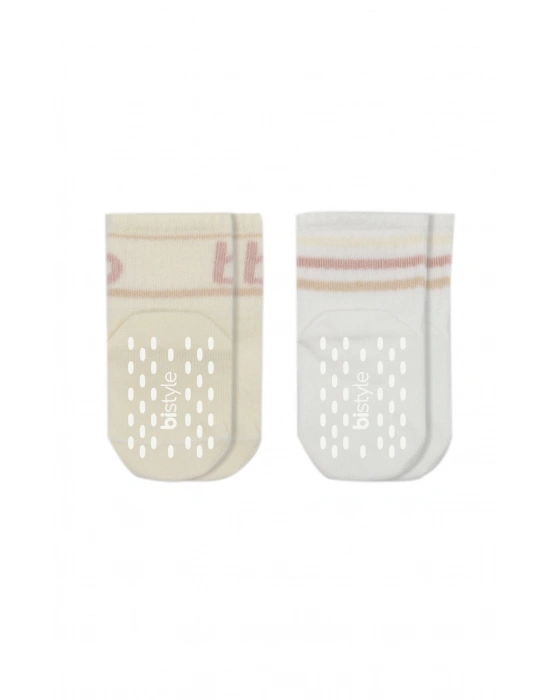 Bistyle Penye Kaymaz Soket Çorap 2li 10144 Pudra Ekru