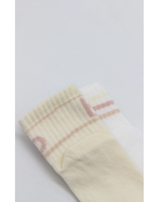 Bistyle Penye Kaymaz Soket Çorap 2li 10144 Pudra Ekru
