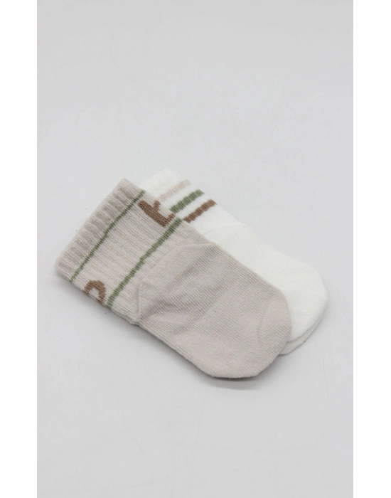 Bistyle Penye Kaymaz Soket Çorap 2li 10144 Taş Ekru